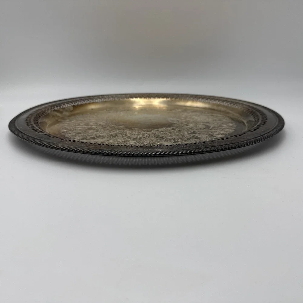 Vintage WM Rogers Silver Plate Serving Tray Platter 14.5